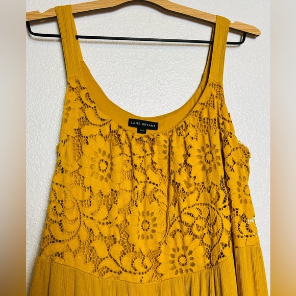 Vintage Lane Bryant Lace Crepe Tank Dress Golden Spice Size 10/12 - Picture 3 of 8